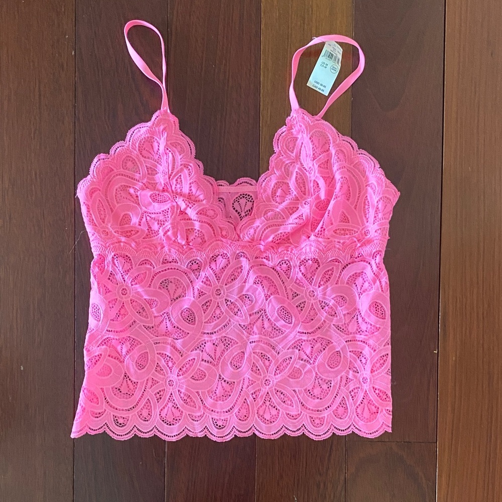 Aerie Pink Lace Tank Top